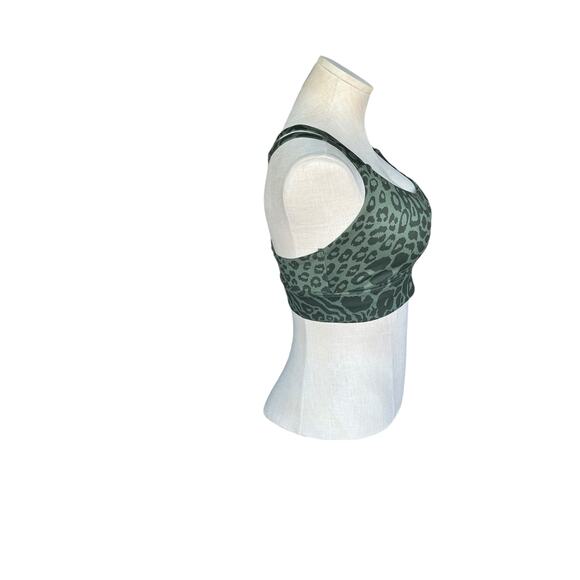 FREELY SPORTS BRA SIZE S GREEN LEOPARD PRINT, YOGA - Picture 3 of 7